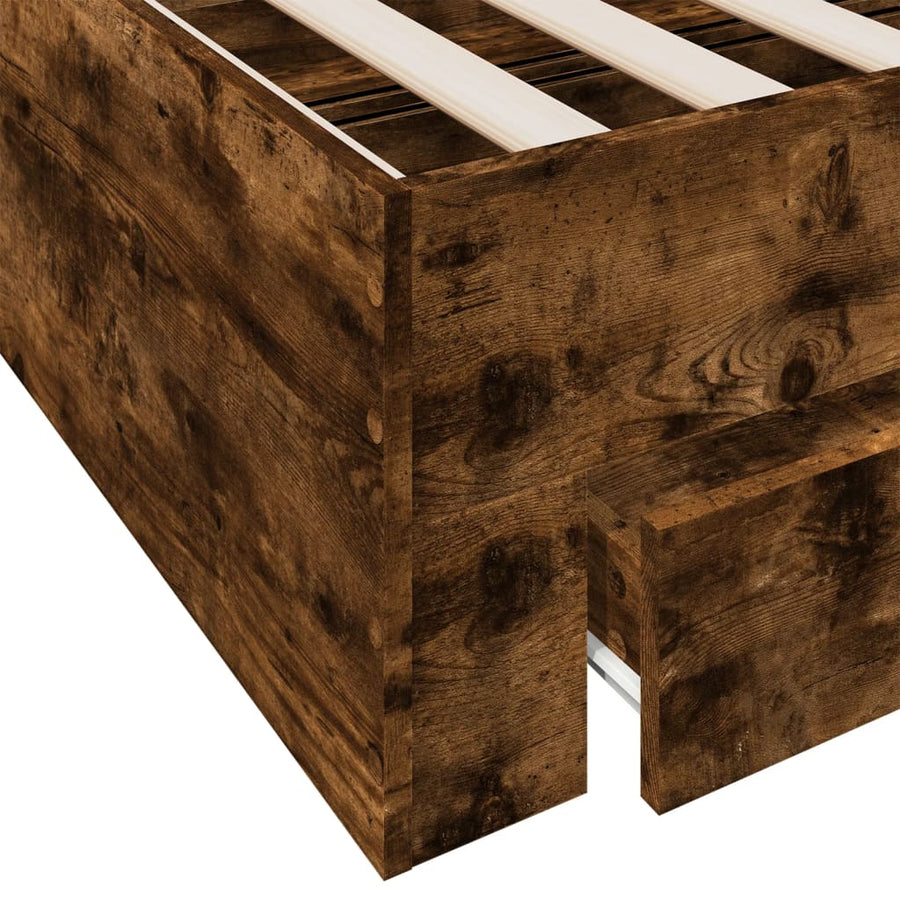 Bedframe met lades bewerkt hout gerookt eikenkleurig 120x190 cm