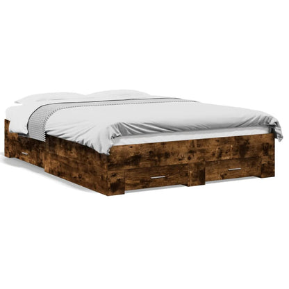 Bedframe met lades bewerkt hout gerookt eikenkleurig 120x190 cm