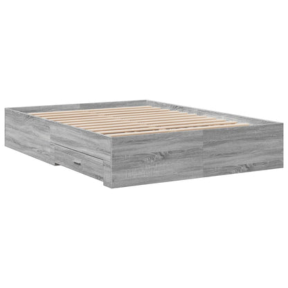Bedframe met lades bewerkt hout grijs sonoma eiken 120x190 cm