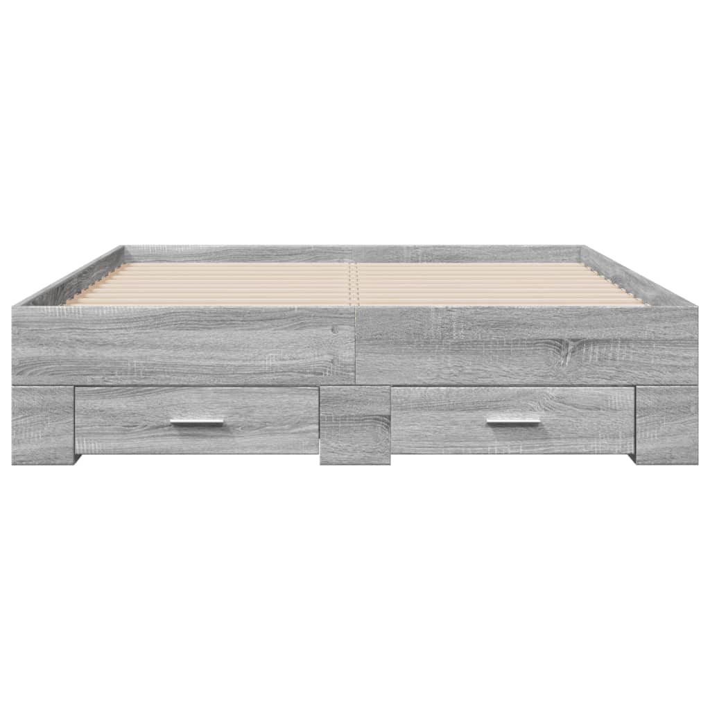 Bedframe met lades bewerkt hout grijs sonoma eiken 120x190 cm