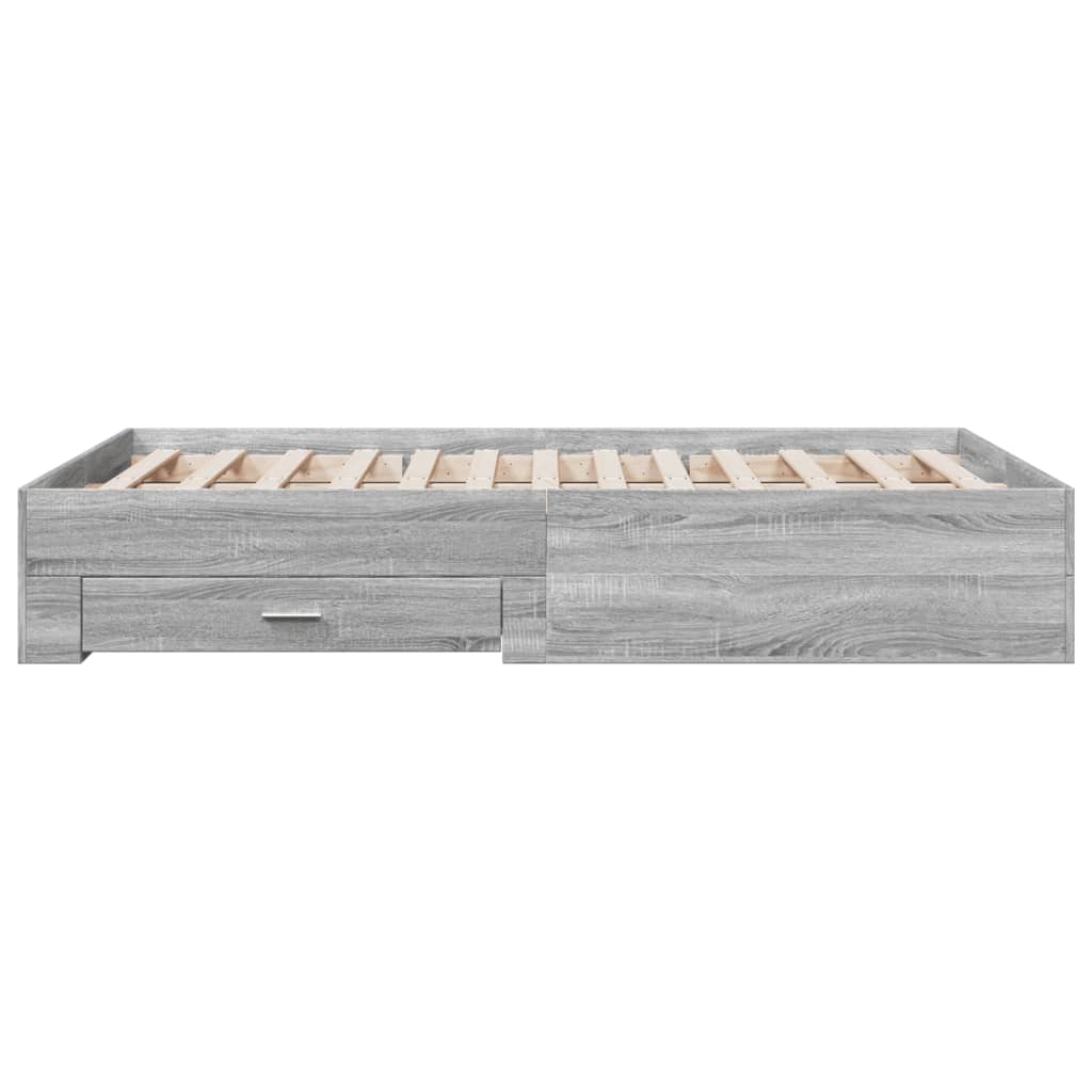 Bedframe met lades bewerkt hout grijs sonoma eiken 120x190 cm