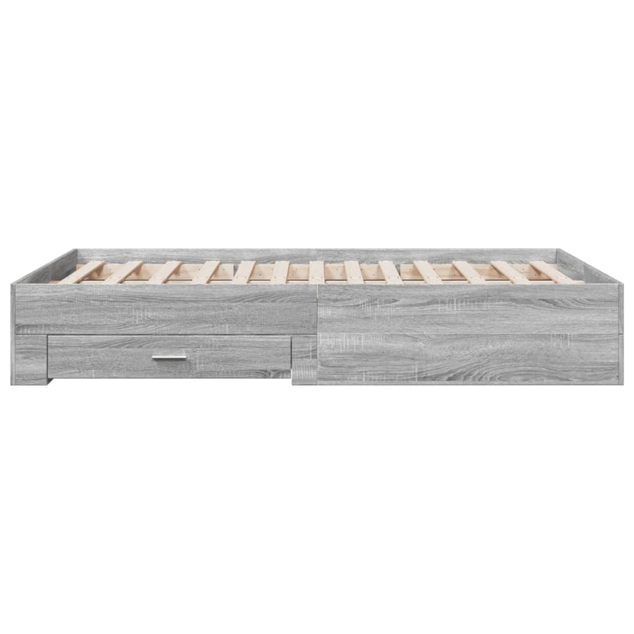 Bedframe met lades bewerkt hout grijs sonoma eiken 120x190 cm