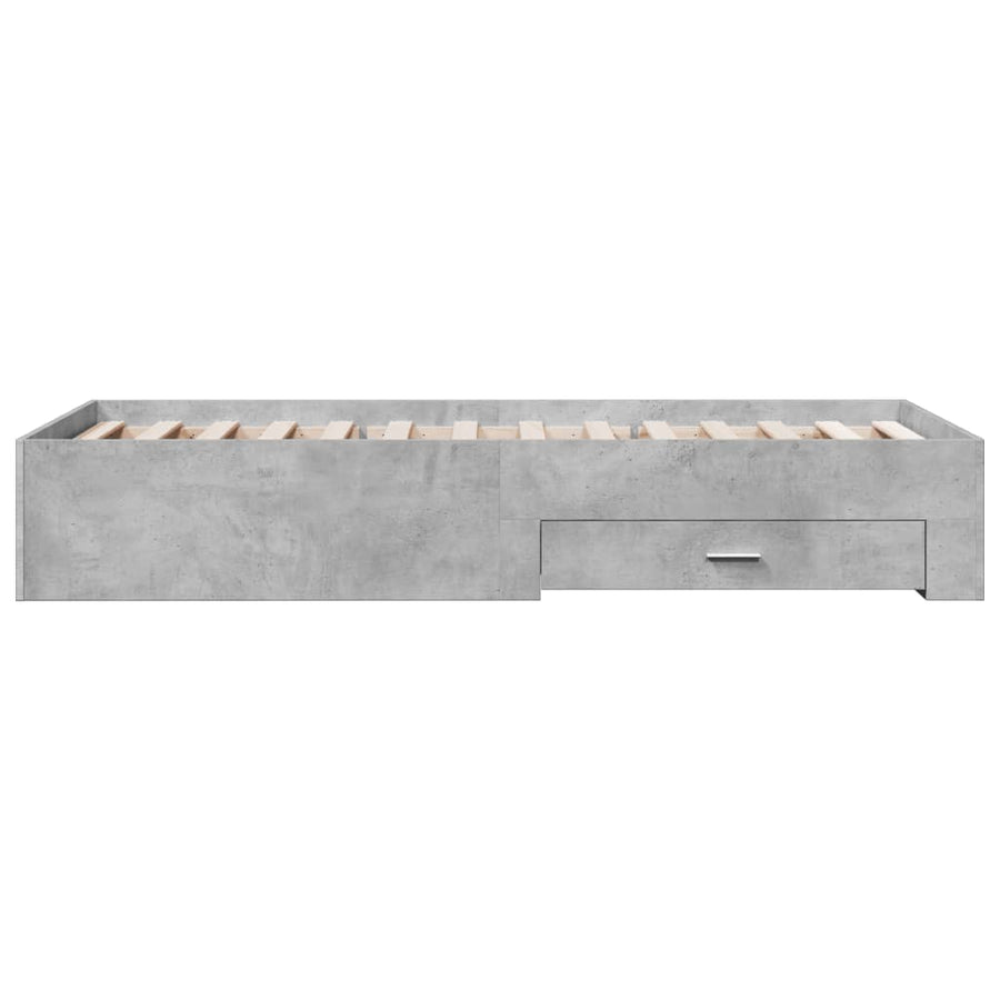 Bedframe met lades bewerkt hout betongrijs 100x200 cm