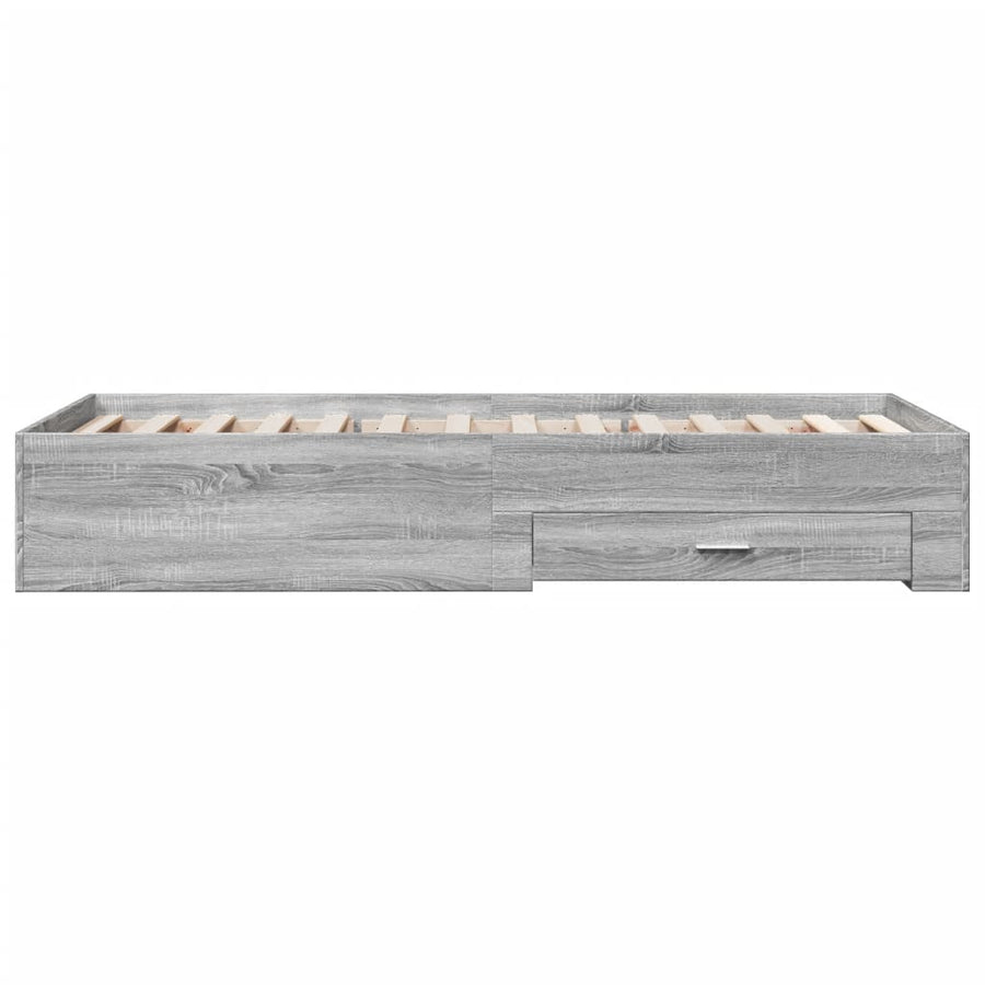 Bedframe met lades bewerkt hout grijs sonoma eiken 100x200 cm