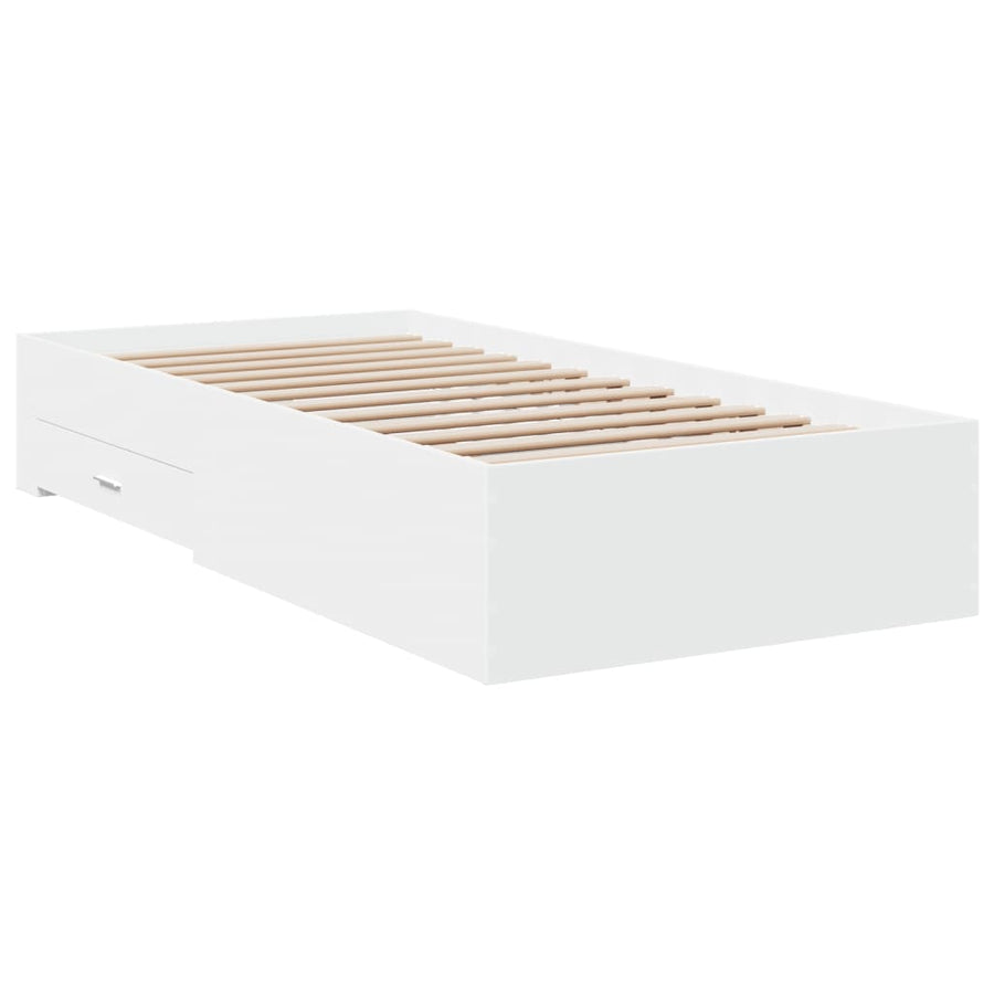 Bedframe met lades bewerkt hout wit 90x200 cm
