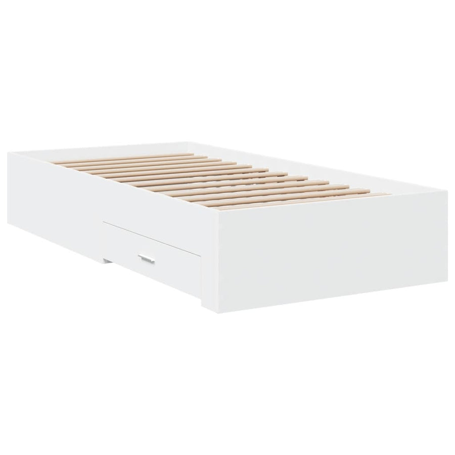 Bedframe met lades bewerkt hout wit 90x200 cm