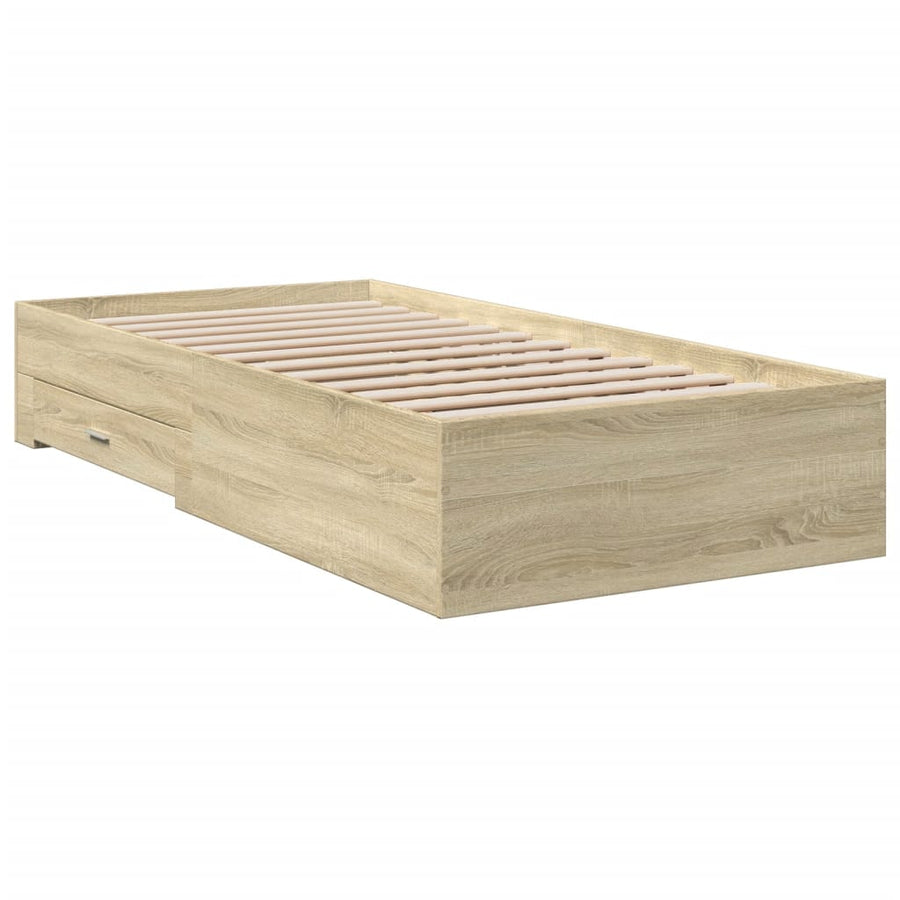 Bedframe met lades bewerkt hout sonoma eikenkleurig 90x200 cm