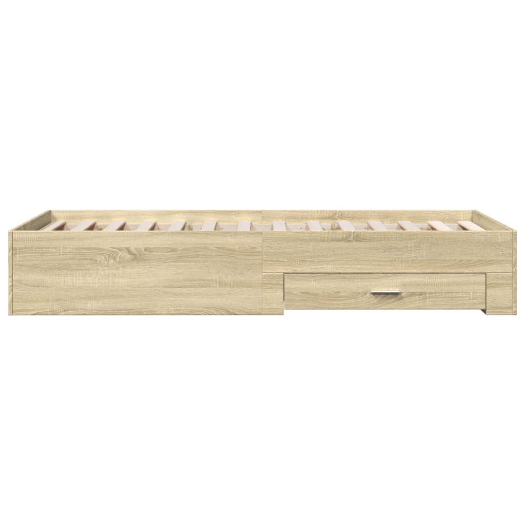 Bedframe met lades bewerkt hout sonoma eikenkleurig 90x200 cm