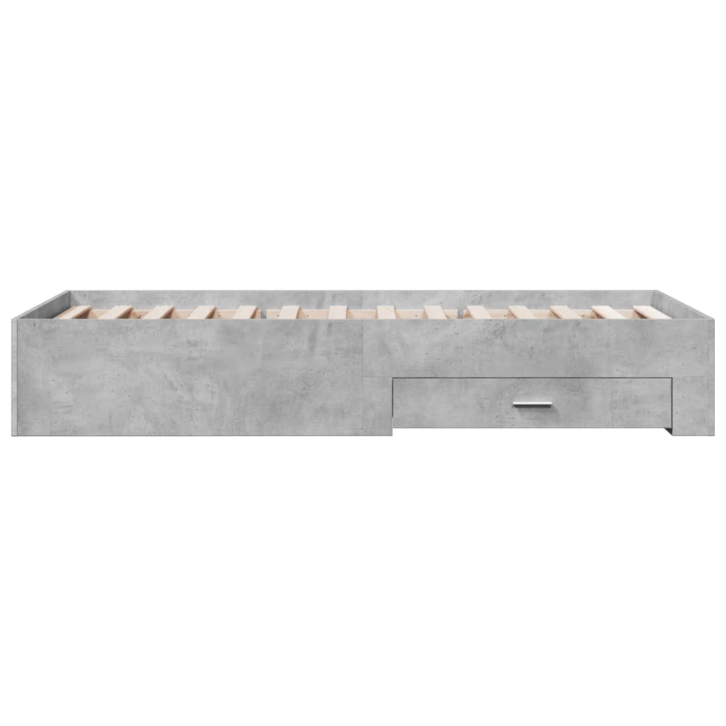 Bedframe met lades bewerkt hout betongrijs 90x200 cm