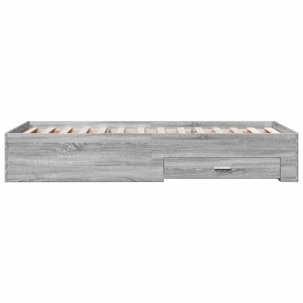 Bedframe met lades bewerkt hout grijs sonoma eiken 90x200 cm
