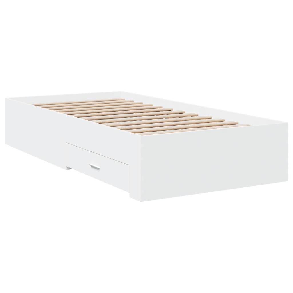 Bedframe met lades bewerkt hout wit 90x190 cm