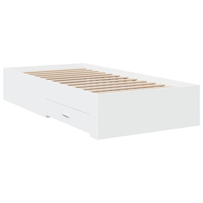 Bedframe met lades bewerkt hout wit 90x190 cm