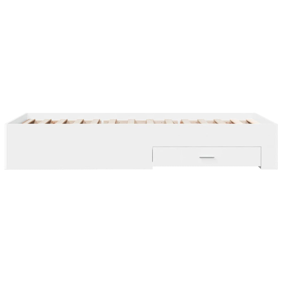 Bedframe met lades bewerkt hout wit 90x190 cm