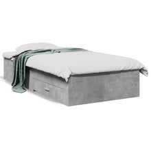 Bedframe met lades bewerkt hout betongrijs 90x190 cm