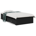 Bed frame with drawers, engineered wood, black, 75x190 cm
