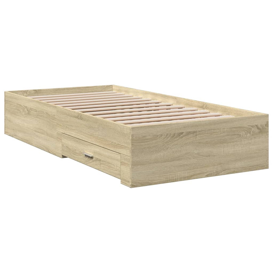 Bedframe met lades bewerkt hout sonoma eikenkleurig 75x190 cm