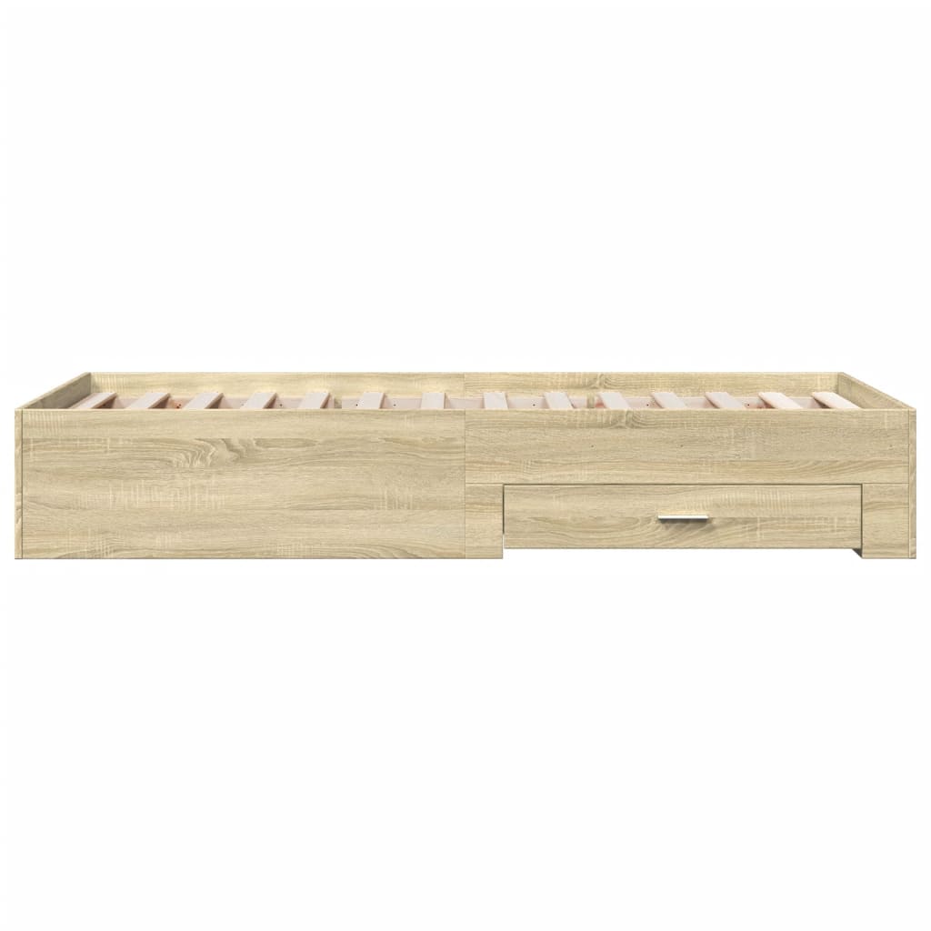Bedframe met lades bewerkt hout sonoma eikenkleurig 75x190 cm
