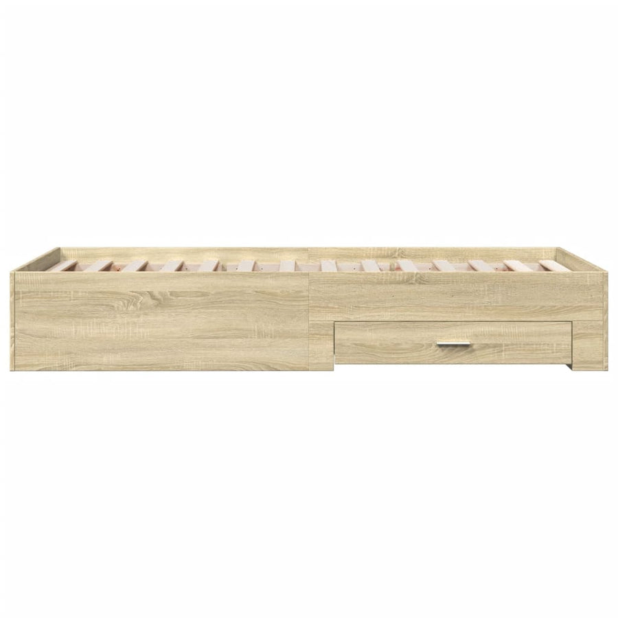 Bedframe met lades bewerkt hout sonoma eikenkleurig 75x190 cm