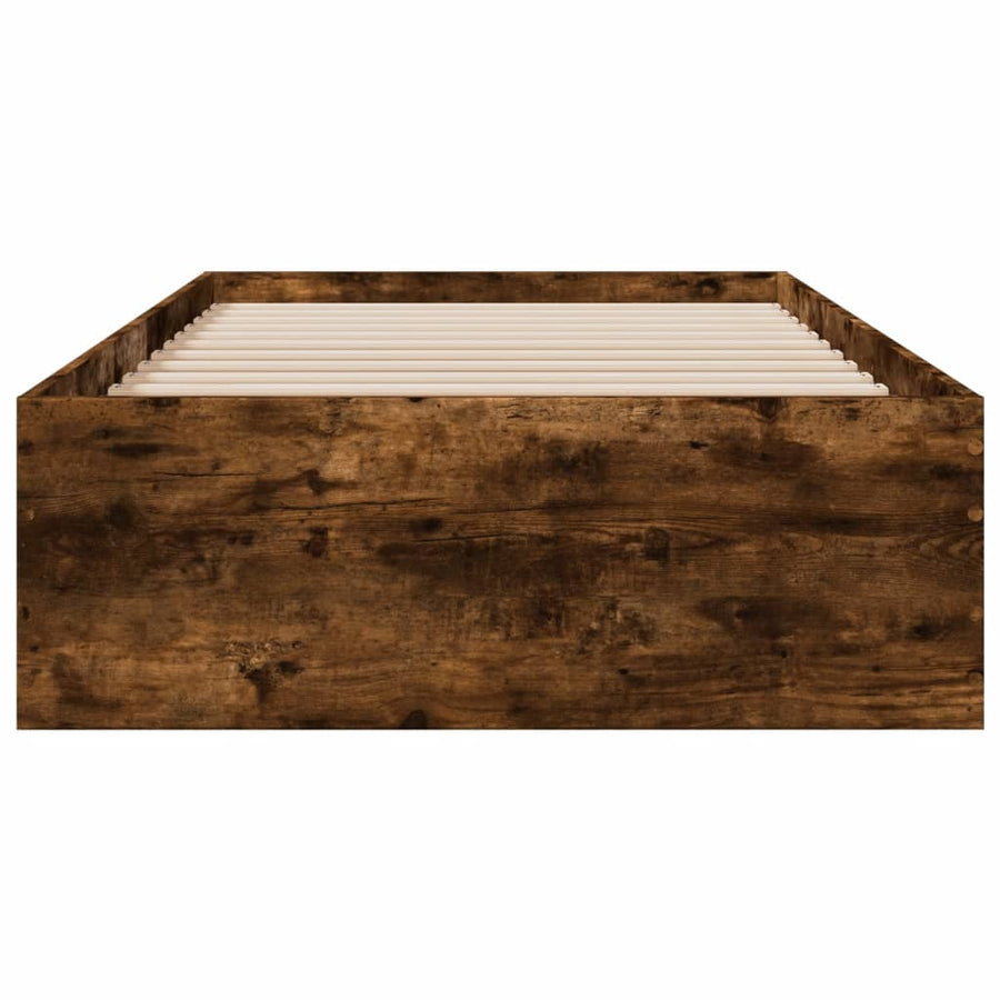 Bedframe met lades bewerkt hout gerookt eikenkleurig 75x190 cm