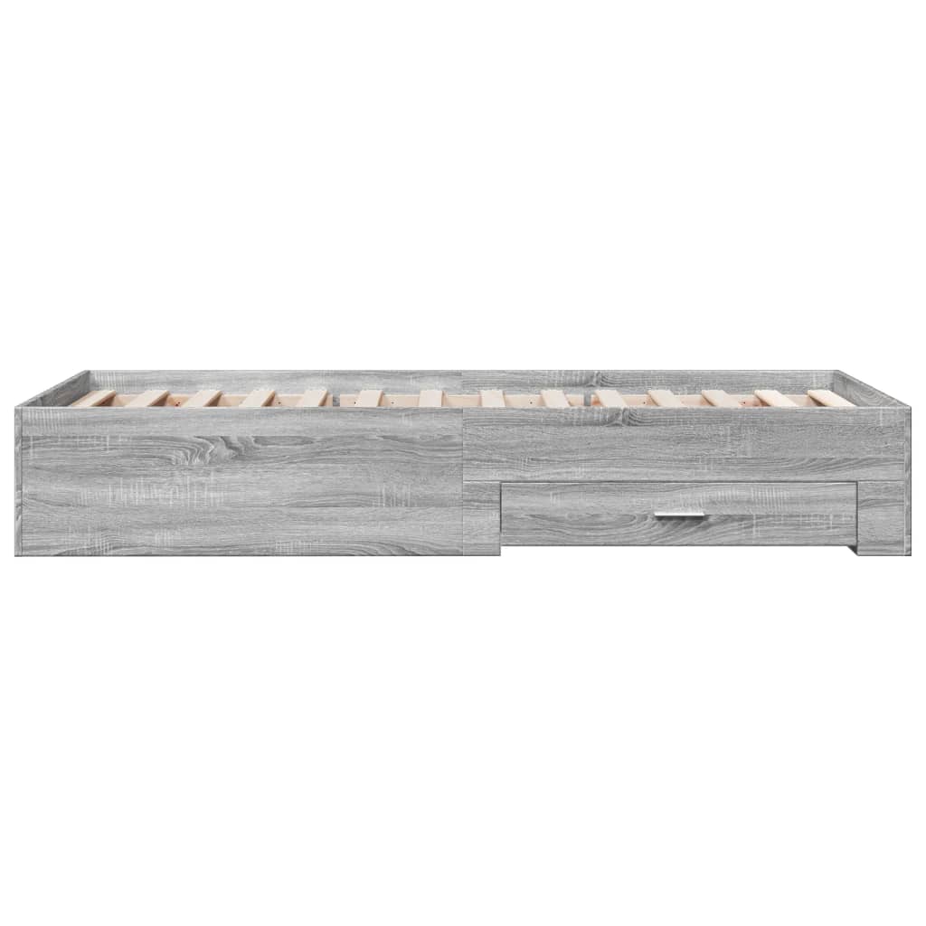 Bedframe met lades bewerkt hout grijs sonoma eiken 75x190 cm