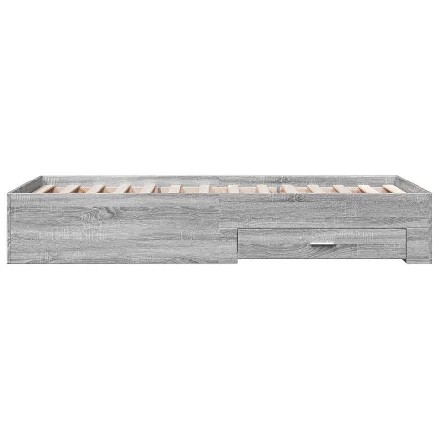 Bedframe met lades bewerkt hout grijs sonoma eiken 75x190 cm