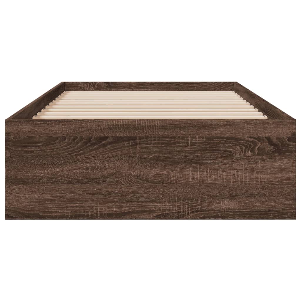 Bedframe met lades bewerkt hout bruin eikenkleurig 75x190 cm