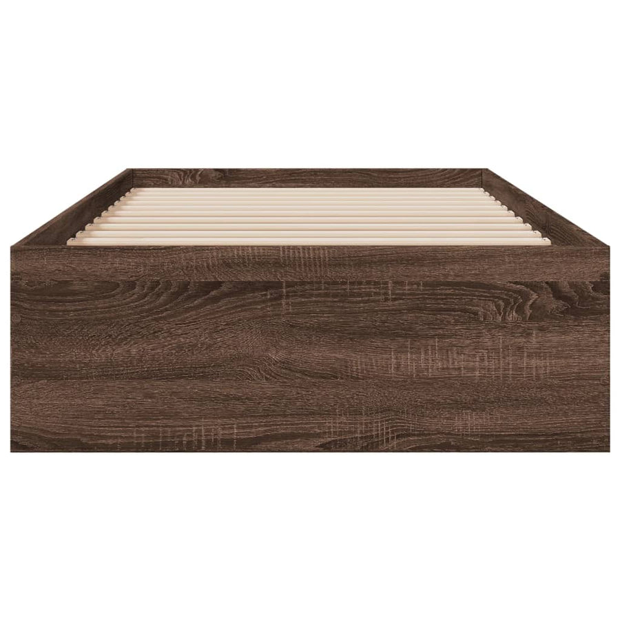 Bedframe met lades bewerkt hout bruin eikenkleurig 75x190 cm