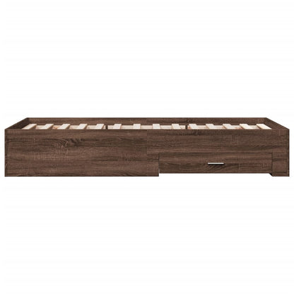 Bedframe met lades bewerkt hout bruin eikenkleurig 75x190 cm