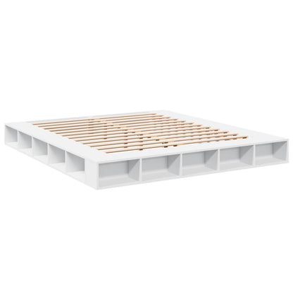 Bedframe massief hout wit 200x200 cm