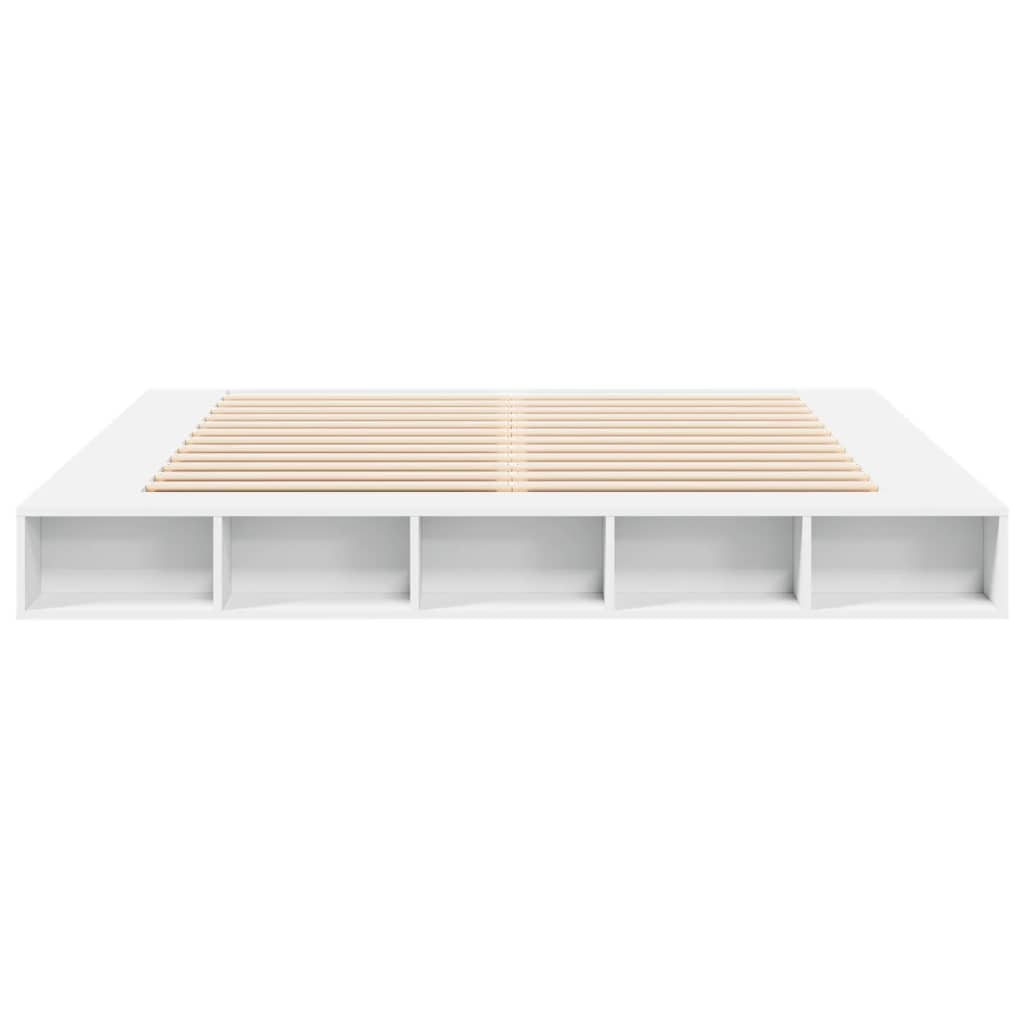 Bedframe massief hout wit 200x200 cm