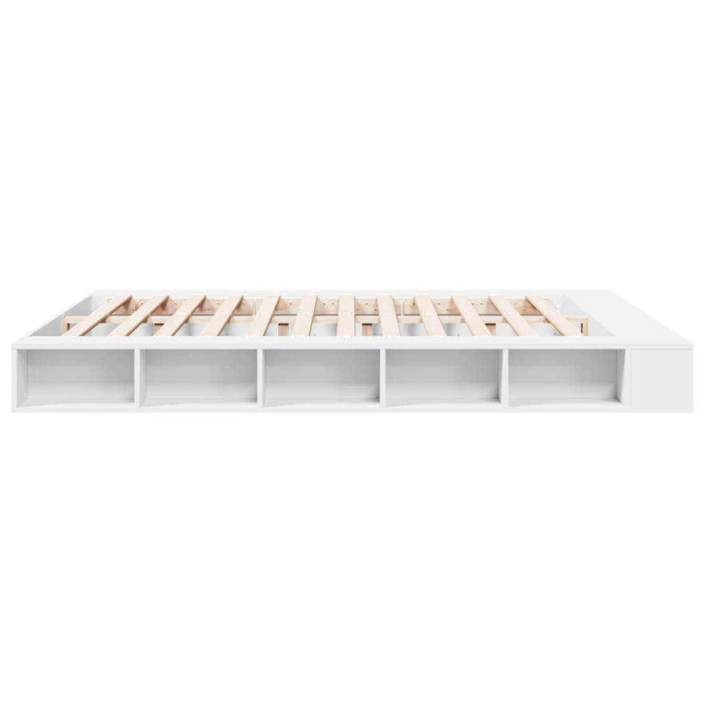 Bedframe massief hout wit 200x200 cm