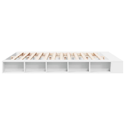 Bedframe massief hout wit 200x200 cm