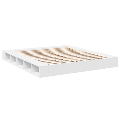 Bedframe massief hout wit 200x200 cm