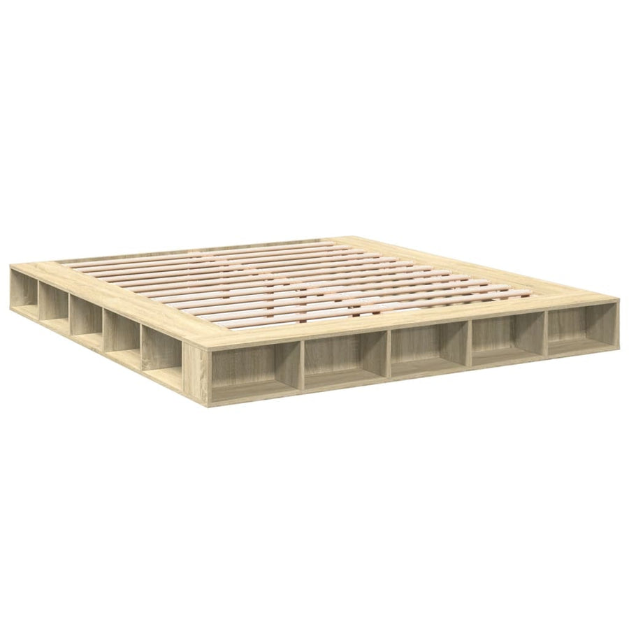 Bedframe bewerkt hout sonoma eikenkleurig 200x200 cm