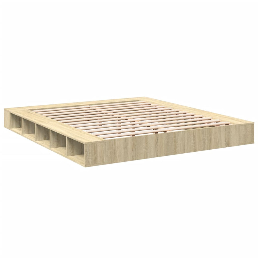 Bedframe bewerkt hout sonoma eikenkleurig 200x200 cm