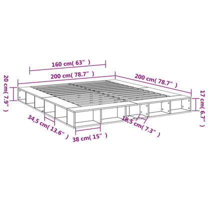Bedframe bewerkt hout sonoma eikenkleurig 200x200 cm