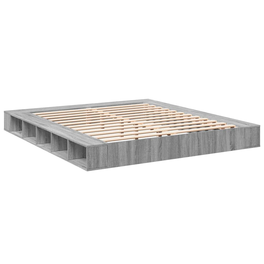 Bedframe bewerkt hout grijs sonoma eikenkleurig 200x200 cm