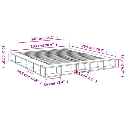 Bedframe bewerkt hout wit 180x200 cm
