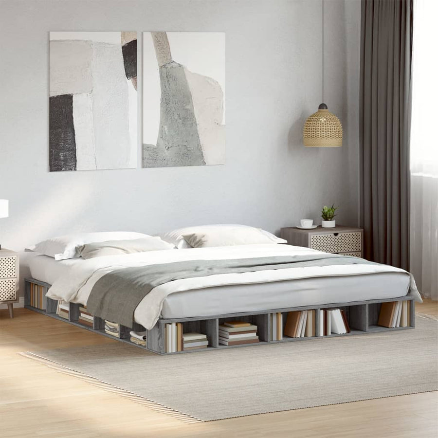 Bedframe bewerkt hout grijs sonoma eikenkleurig 180x200 cm