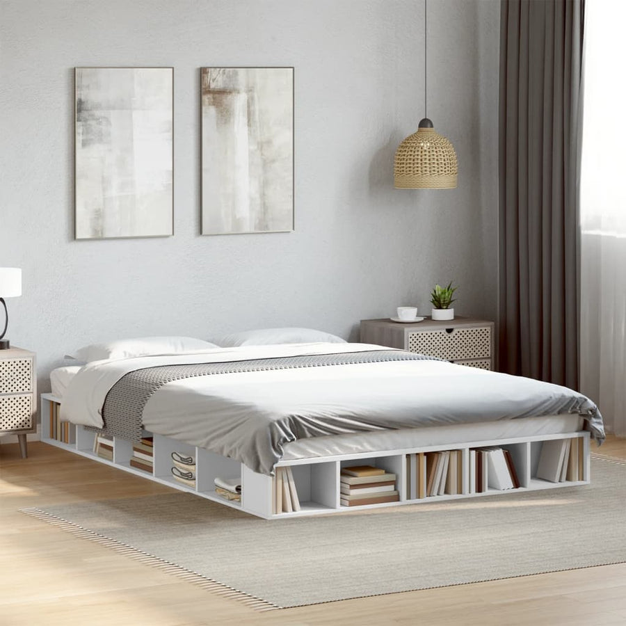 Bedframe bewerkt hout wit 160x200 cm