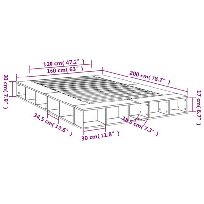 Bedframe bewerkt hout wit 160x200 cm
