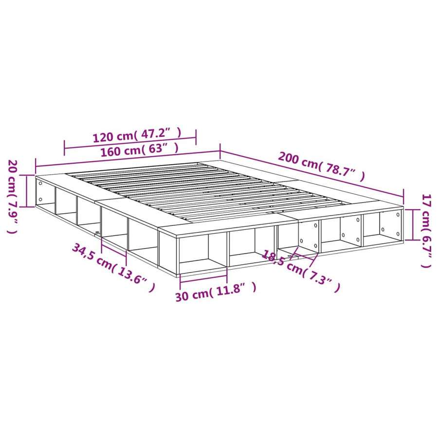 Bedframe bewerkt hout wit 160x200 cm