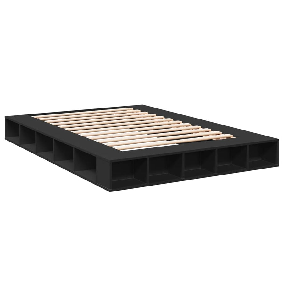 Bedframe bewerkt hout zwart 160x200 cm