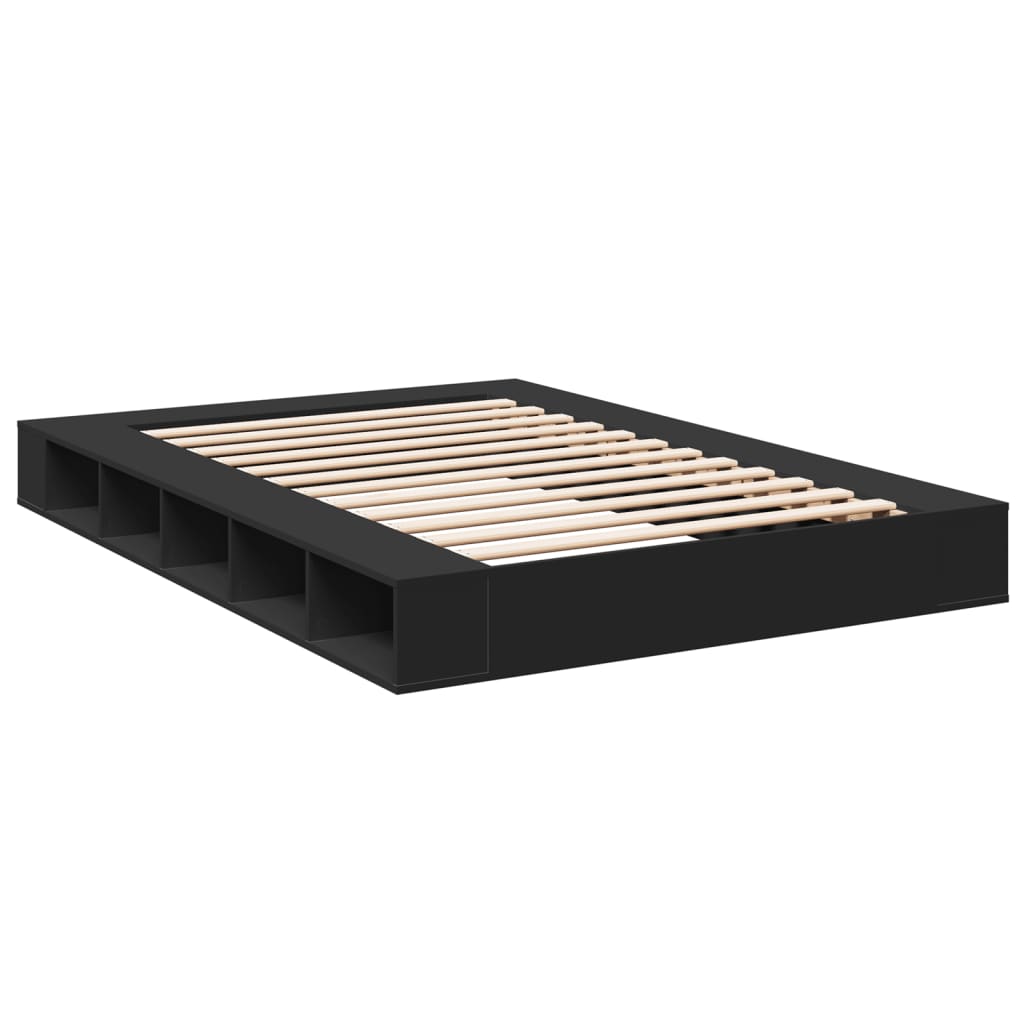 Bedframe bewerkt hout zwart 160x200 cm