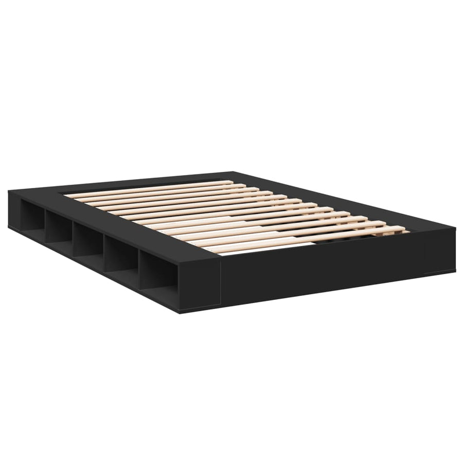Bedframe bewerkt hout zwart 160x200 cm