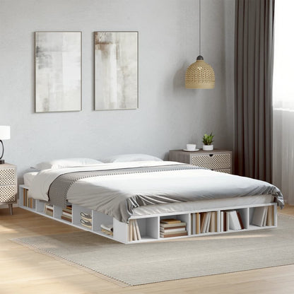 Bedframe bewerkt hout wit 150x200 cm