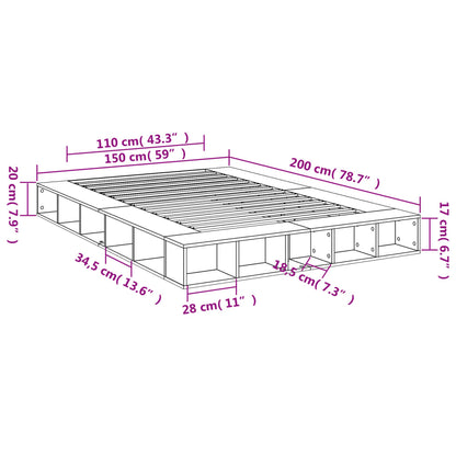 Bedframe bewerkt hout wit 150x200 cm