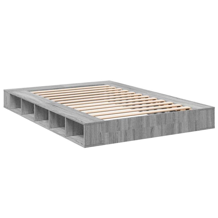 Bedframe bewerkt hout grijs sonoma eikenkleurig 150x200 cm