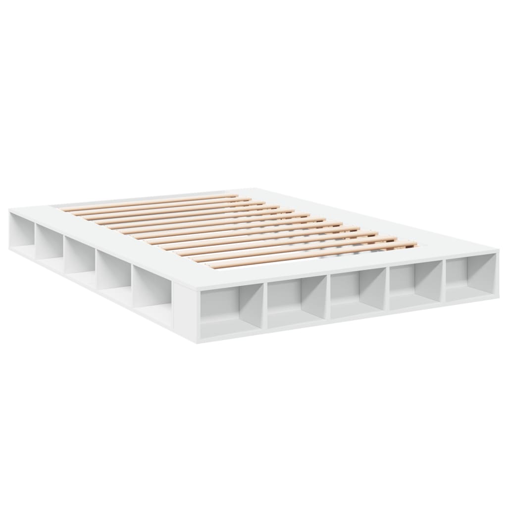 Bedframe bewerkt hout wit 140x200 cm