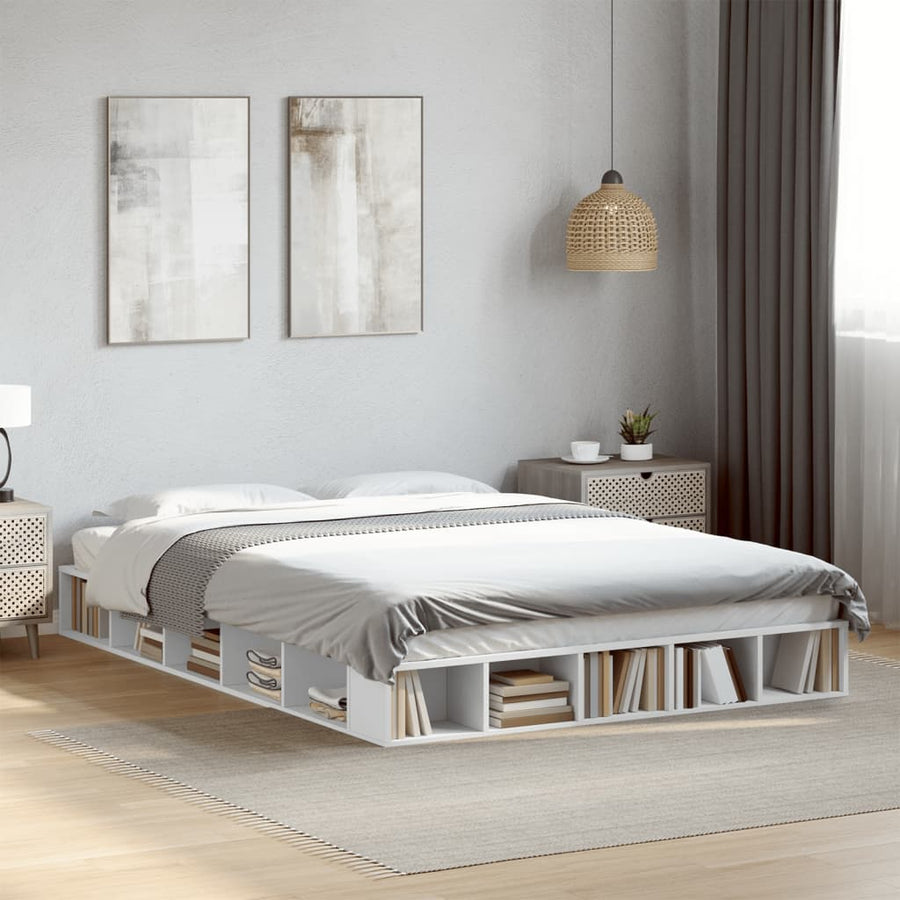 Bedframe bewerkt hout wit 140x200 cm